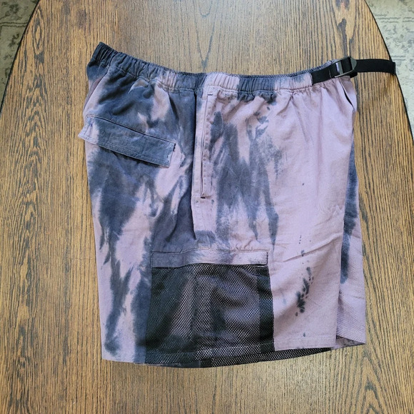 Gotcha Purple Tie Dye Cargo Canvas Shorts with Mesh Side Pockets Size Large - Picture 3 of 10